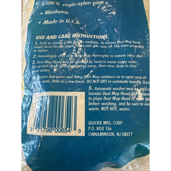 Quickie Swivel-Flex Dust Mop Refill #0654 Type D New Sealed NIP USA - Picture 5 of 5